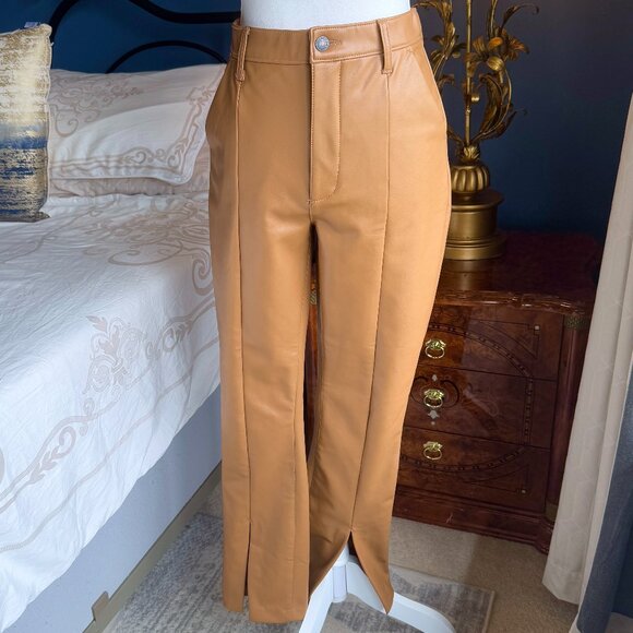 Abercrombie & Fitch Tan Vegan Leather "The Skinny" Ultra High Rise Pants - Picture 4 of 14